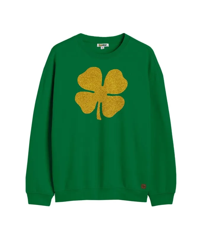 Women's Glitter Clover Crewneck Sweatshirt made by Tipsy Elves