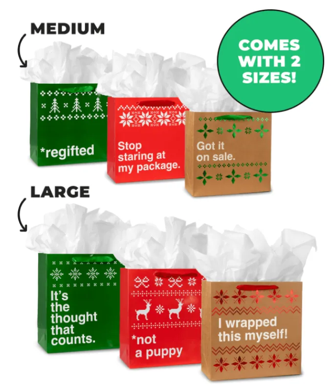 Funny Christmas Gift Bags - Set of 6 made by Tipsy Elves