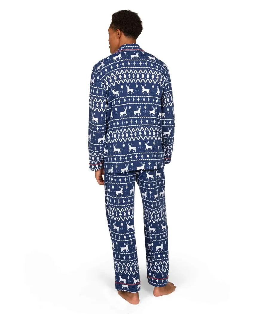 Men's Blue Reindeer Lapel Pajama Set sold by Tipsy Elves product image thumbnail 2