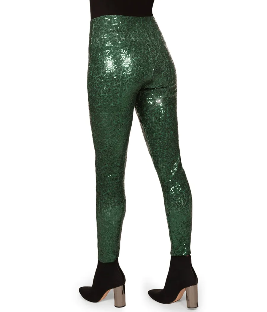 Dark Green Sequin High Waisted Leggings sold by Tipsy Elves product image thumbnail 2