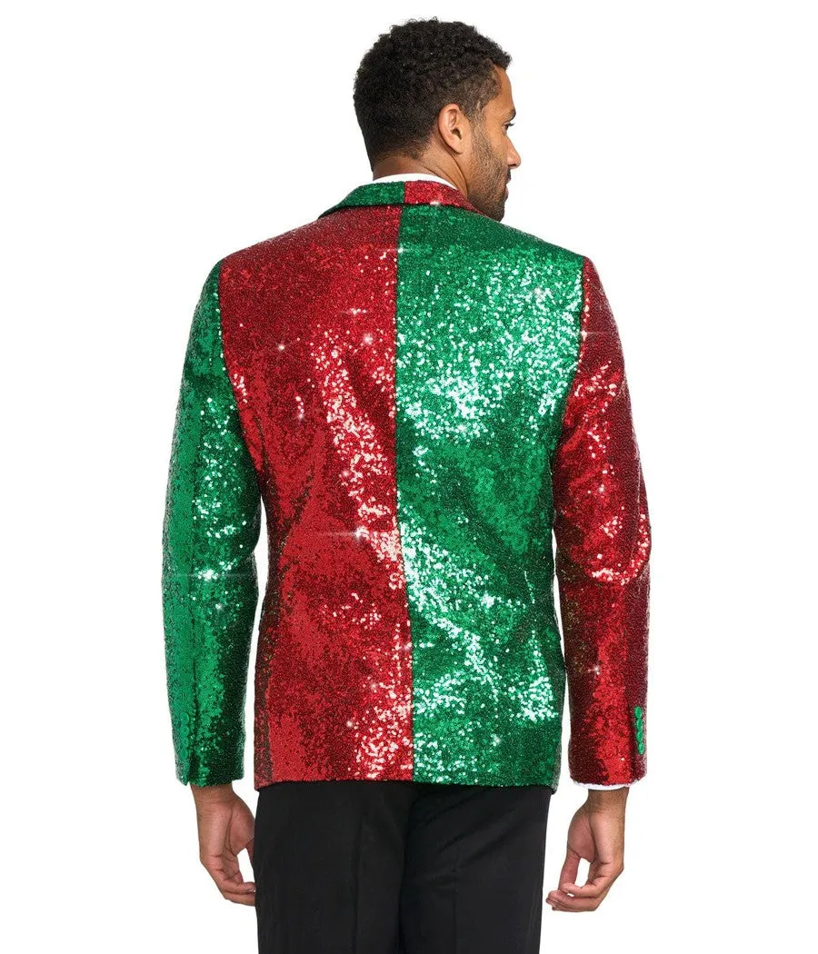 Men's Red and Green Sequin Blazer sold by Tipsy Elves product image thumbnail 2