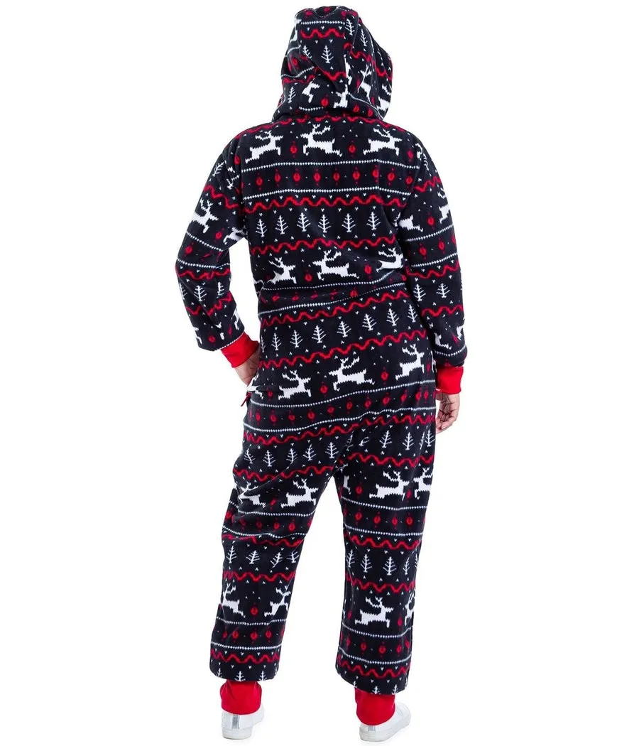Women's Black and Red Fair Isle Plus Size Jumpsuit sold by Tipsy Elves product image thumbnail 3