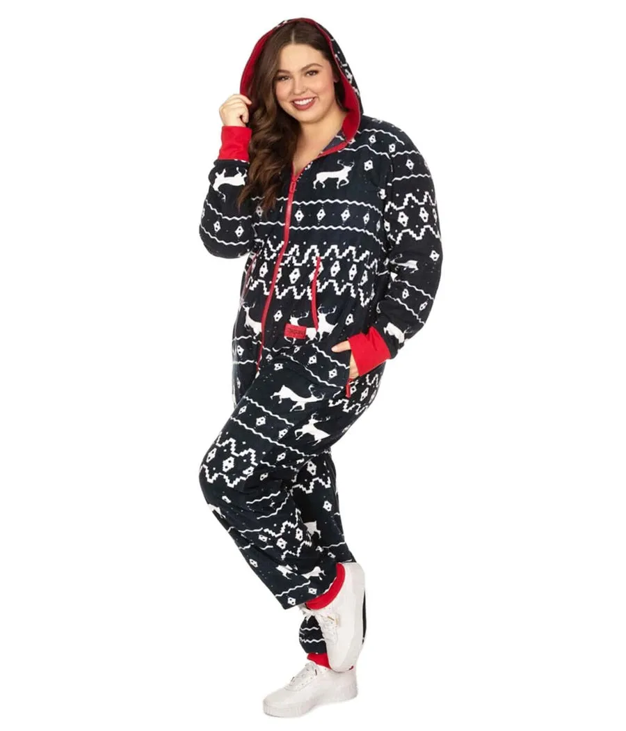 Women's Blue Reindeer Plus Size Jumpsuit sold by Tipsy Elves product image thumbnail 2