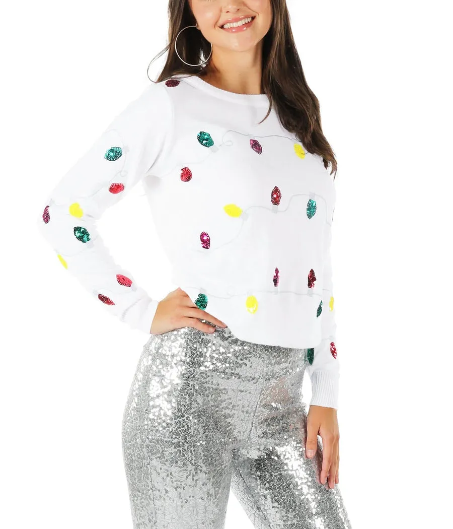 Women's Sequin Lights Ugly Christmas Sweater sold by Tipsy Elves