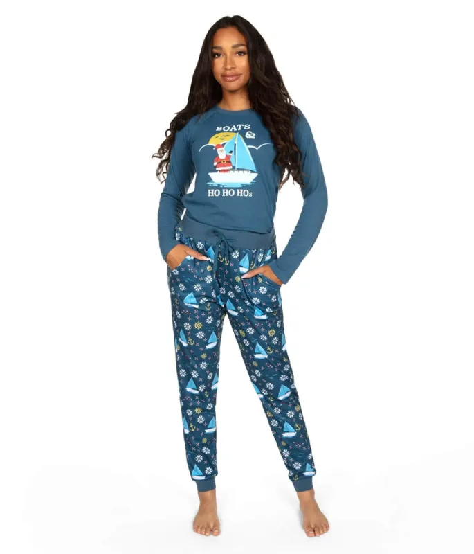Women's Boats & Ho Ho Hos Crew Neck Pajama Set made by Tipsy Elves