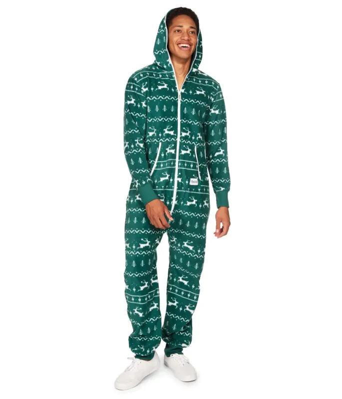 Men's Green Fair Isle Jumpsuit sold by Tipsy Elves