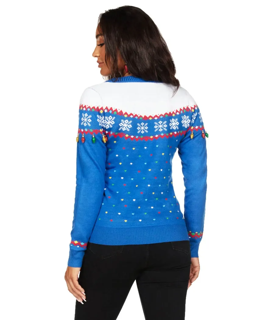 Women's Blue Christmas Lights Cardigan Sweater sold by Tipsy Elves product image thumbnail 3