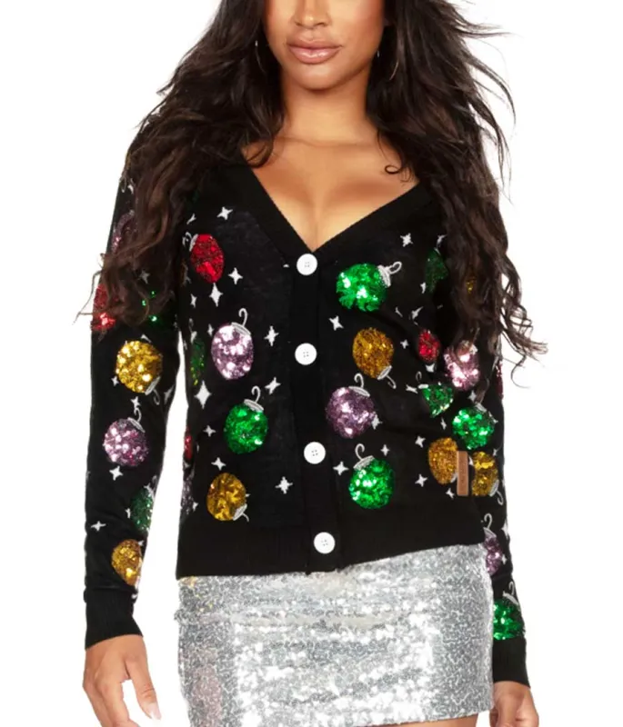Women's Sequin Ornaments Cardigan Sweater sold by Tipsy Elves
