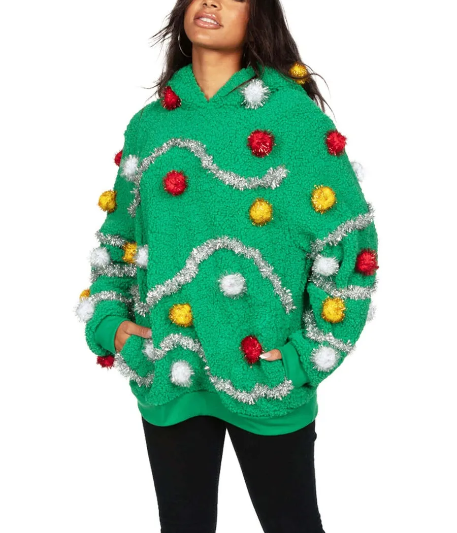 Women's Oh Christmas Tree Hooded Ugly Christmas Sweater sold by Tipsy Elves product image thumbnail 4