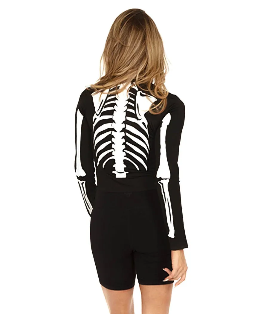 Women's Skeleton Long Sleeve Crop Top sold by Tipsy Elves product image thumbnail 2