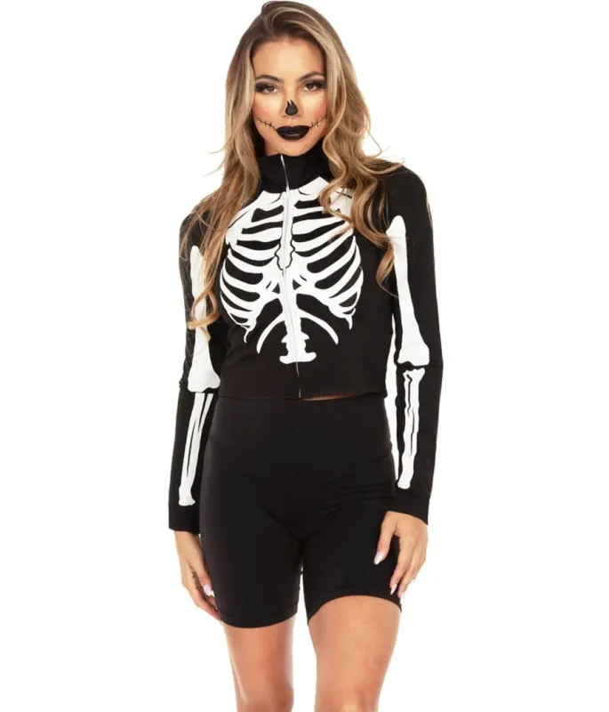 Women's Skeleton Long Sleeve Crop Top sold by Tipsy Elves