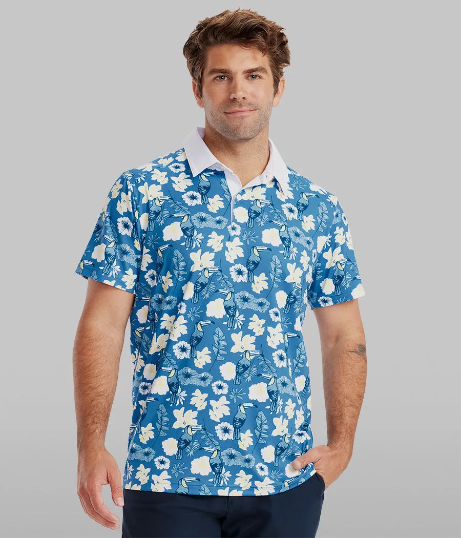 Men's Blue Botanics Golf Polo sold by Tipsy Elves product image thumbnail 2
