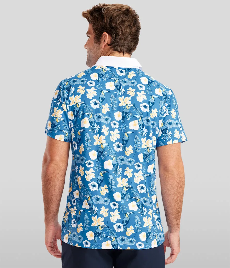 Men's Blue Botanics Golf Polo sold by Tipsy Elves product image thumbnail 3