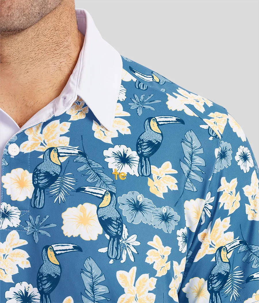 Men's Blue Botanics Golf Polo sold by Tipsy Elves product image thumbnail 4