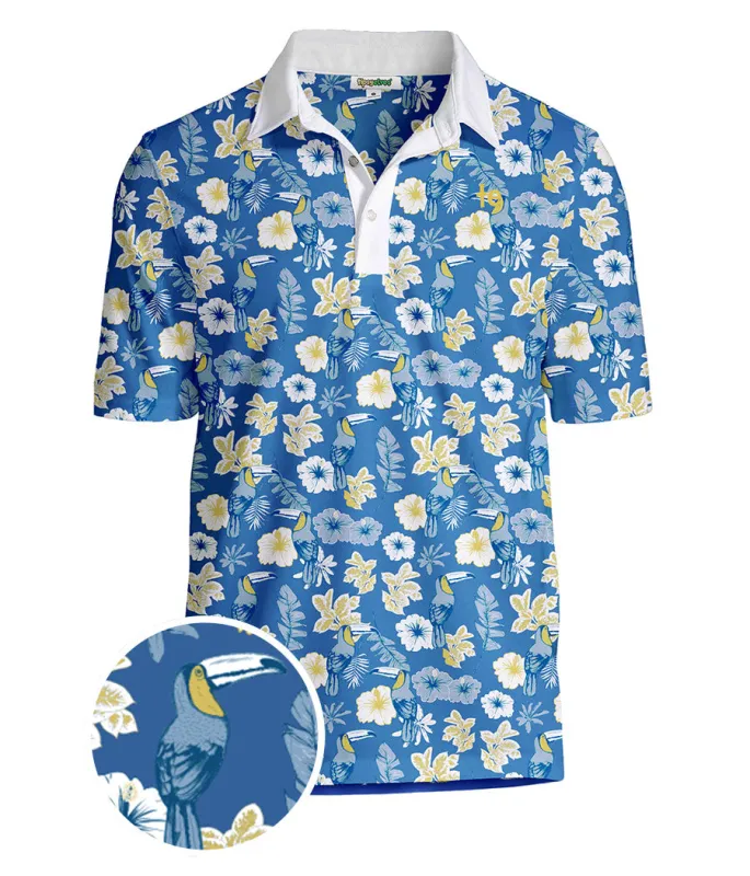 Men's Blue Botanics Golf Polo made by Tipsy Elves