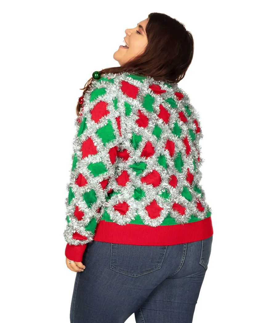 Women's Tacky Tinsel Plus Size Cardigan Sweater sold by Tipsy Elves product image thumbnail 2