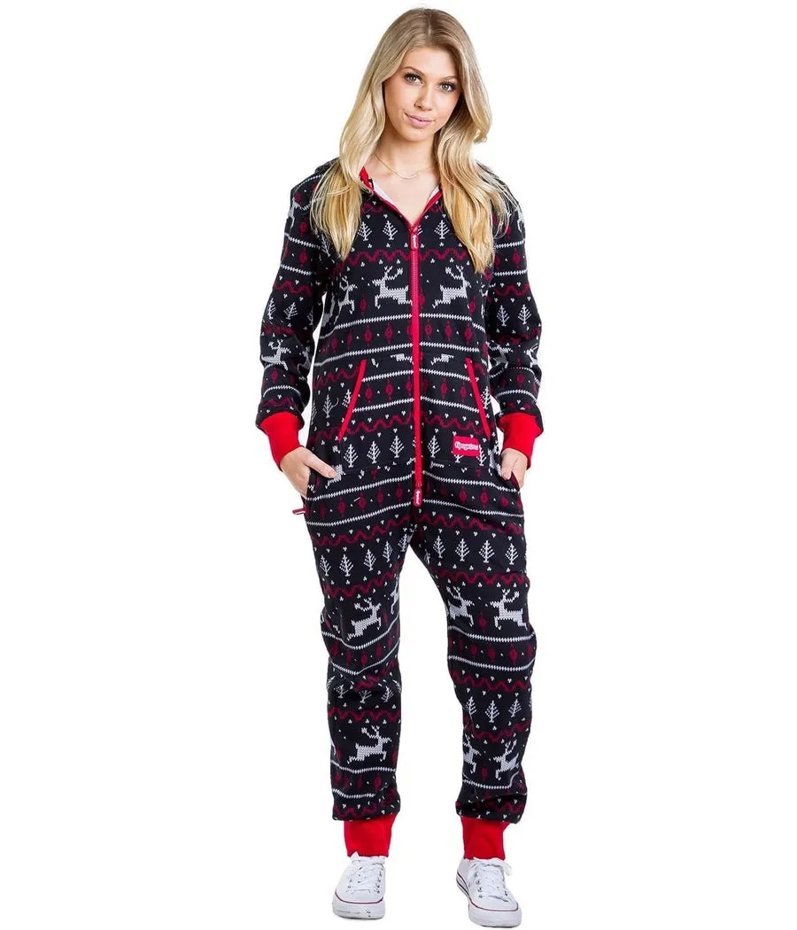 Women's Black and Red Fair Isle Jumpsuit sold by Tipsy Elves product image thumbnail 3