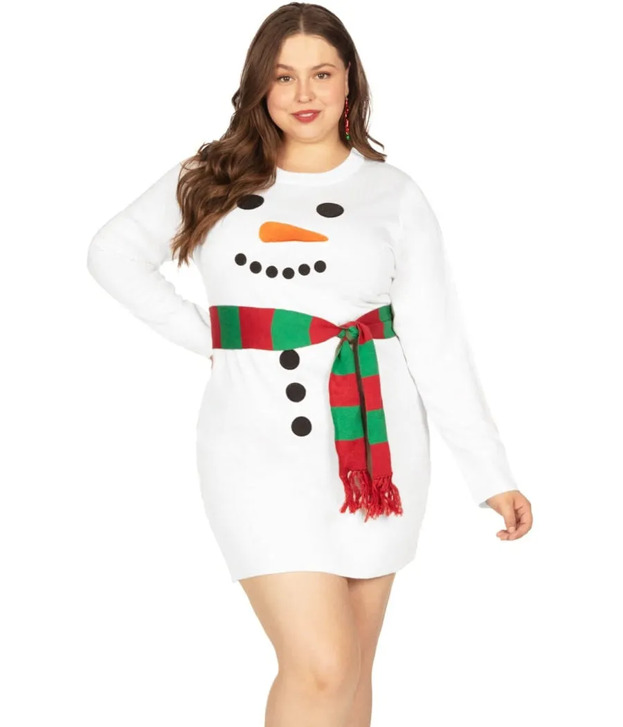 Women's Snowman Scarf Plus Size Sweater Dress sold by Tipsy Elves product image thumbnail 2