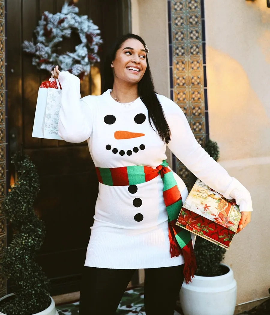 Women's Snowman Scarf Plus Size Sweater Dress sold by Tipsy Elves