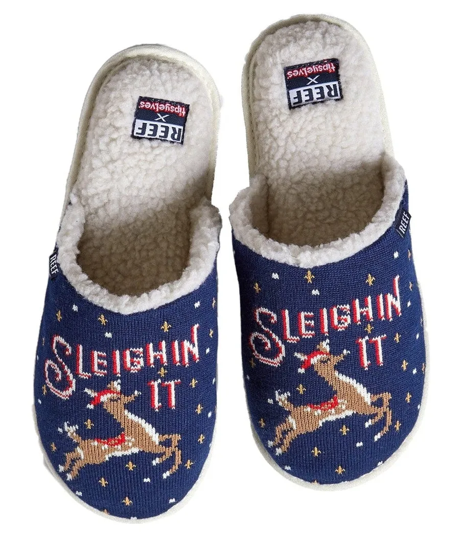Women's Sleighin' It Reef Slippers sold by Tipsy Elves