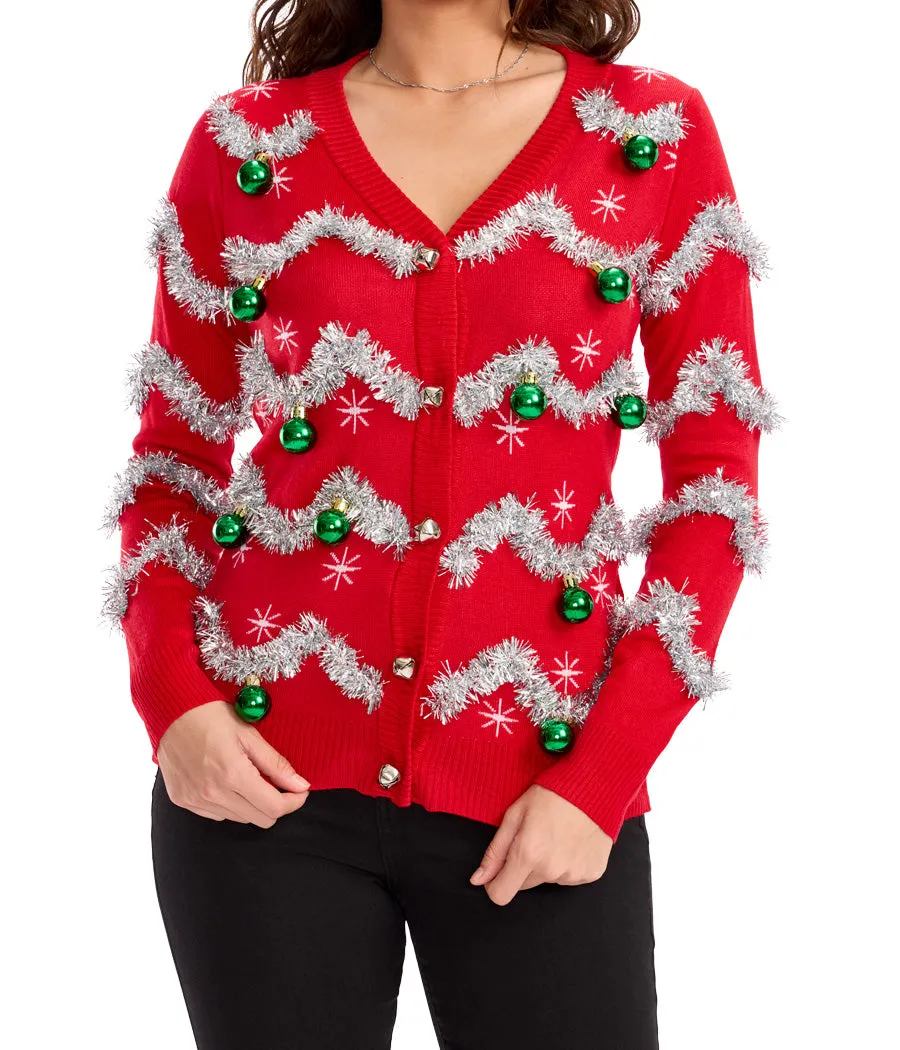 Women's Tinsel Ugly Christmas Cardigan Sweater sold by Tipsy Elves product image thumbnail 3