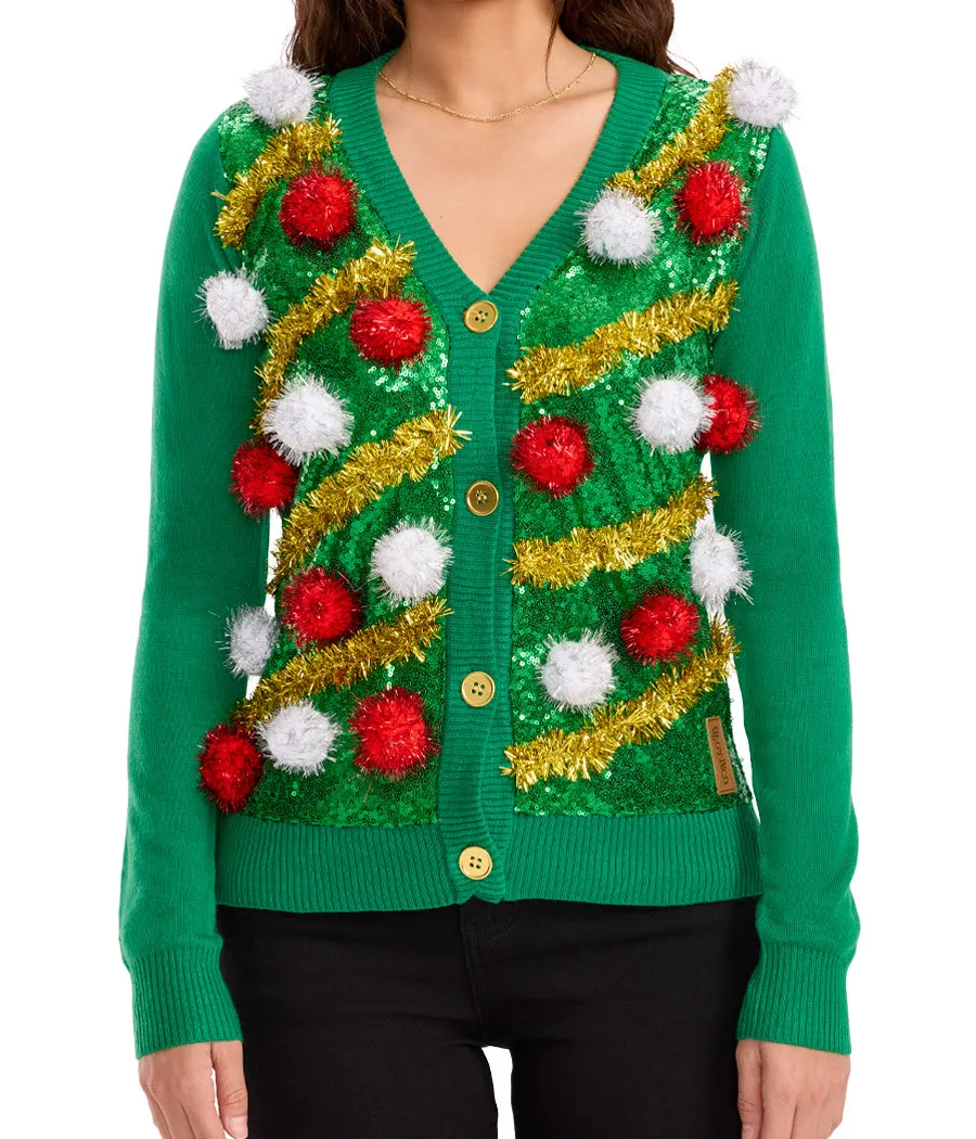 Women's Pom Party Ugly Christmas Cardigan Sweater sold by Tipsy Elves product image thumbnail 3