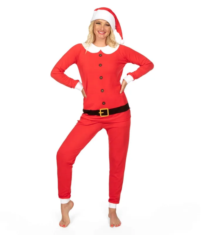 Women's Mrs. Claus Crew Neck Pajama Set sold by Tipsy Elves