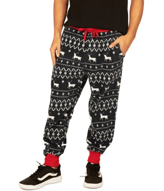 Men's Blue Reindeer Jogger Sweatpants made by Tipsy Elves
