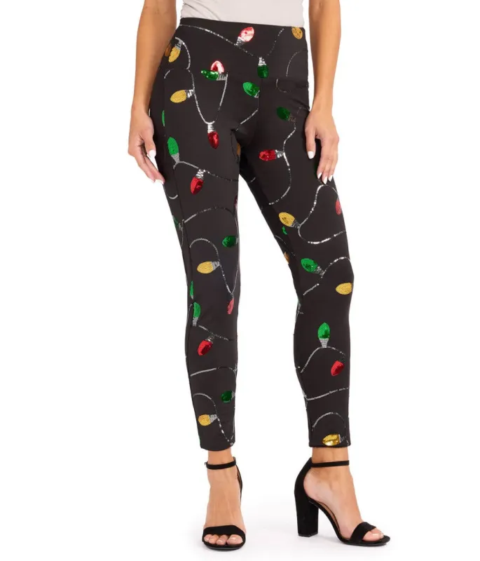 Christmas Lights High Waisted Leggings made by Tipsy Elves