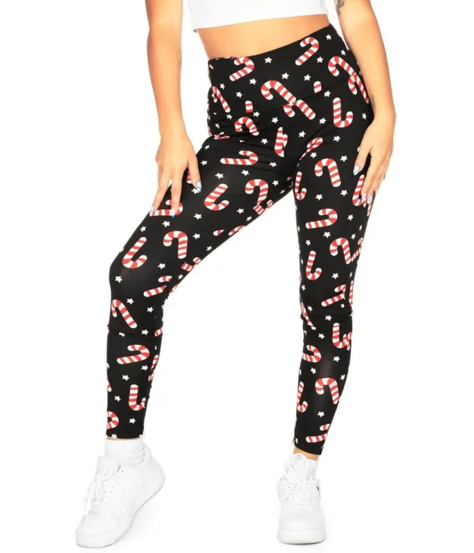 Candy Cane High Waisted Leggings sold by Tipsy Elves