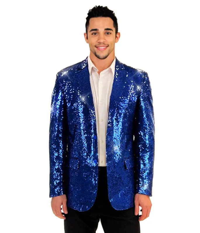Men's Blue Sequin All Over Blazer sold by Tipsy Elves