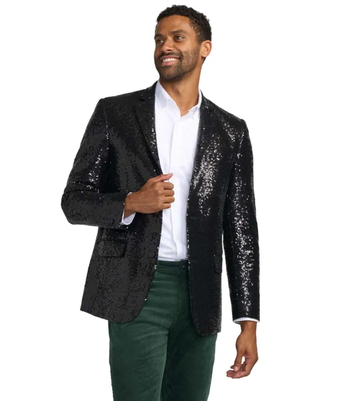 Men's Black Sequin Blazer sold by Tipsy Elves