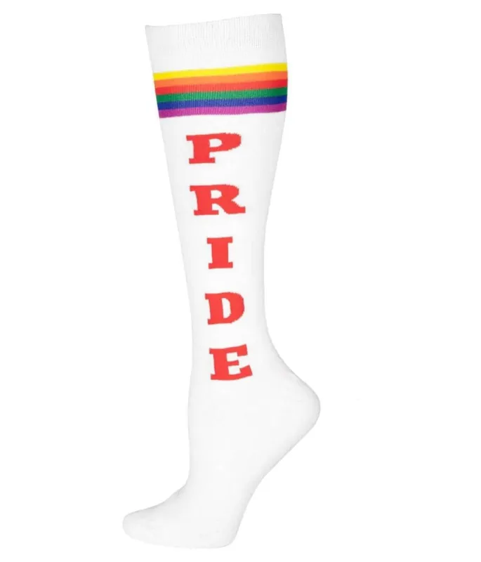 Pride Socks - White (Fits Sizes 6-11W) sold by Tipsy Elves