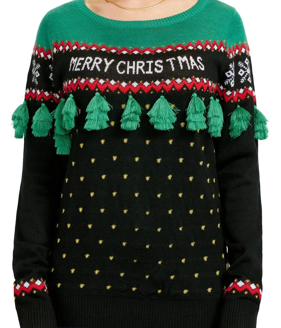 Women's Christmas Tree Tassel Ugly Christmas Sweater sold by Tipsy Elves product image thumbnail 4