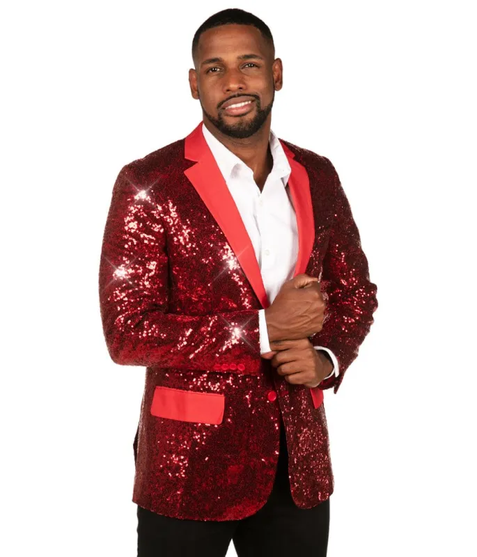 Men's Red Sequin All Over Blazer sold by Tipsy Elves