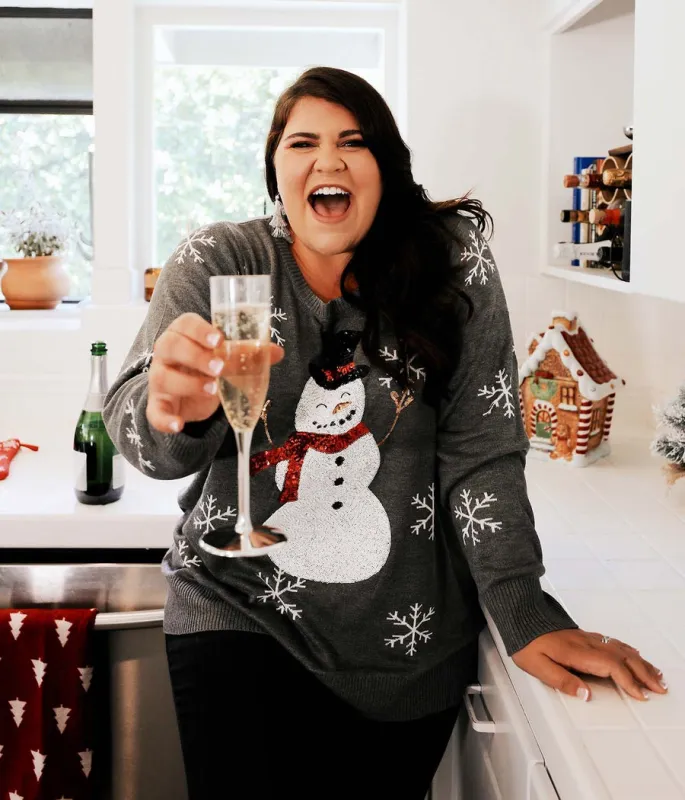 Women's Sequined Snow Day Plus Size Ugly Christmas Sweater made by Tipsy Elves