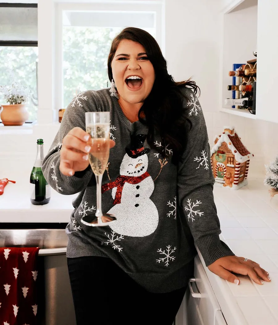 Women's Sequined Snow Day Plus Size Ugly Christmas Sweater sold by Tipsy Elves