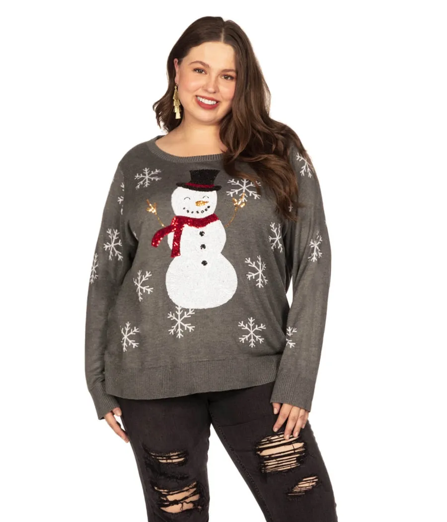 Women's Sequined Snow Day Plus Size Ugly Christmas Sweater sold by Tipsy Elves product image thumbnail 2