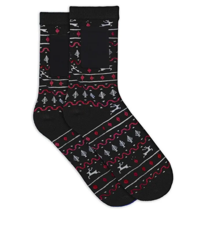 Men's Black Fair Isle Socks with Pocket (Fits Sizes 8-11M) made by Tipsy Elves