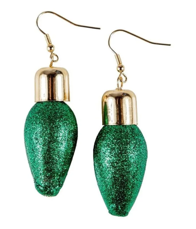 Green Christmas Lights Earrings made by Tipsy Elves