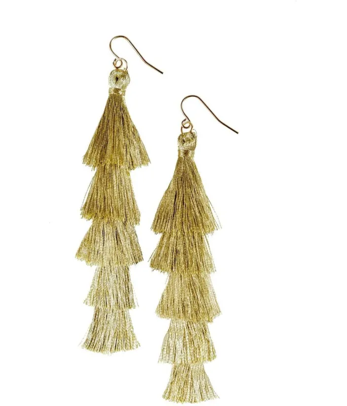 Gold Tassel Earrings made by Tipsy Elves