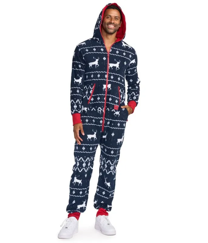 Men's Blue Reindeer Jumpsuit sold by Tipsy Elves