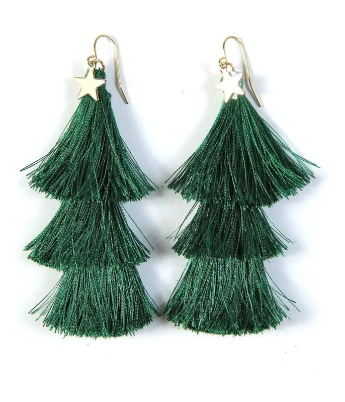 Christmas Tree Tassel Earrings sold by Tipsy Elves