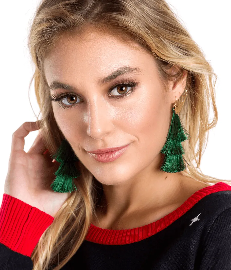 Christmas Tree Tassel Earrings sold by Tipsy Elves product image thumbnail 2