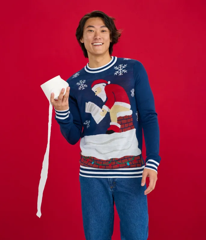 Men's Santa's Log on the Fire Ugly Christmas Sweater sold by Tipsy Elves