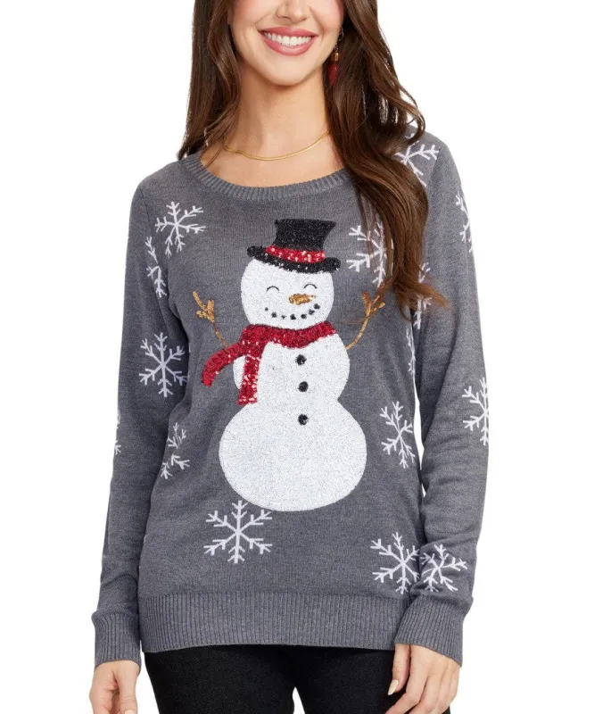 Women's Sequined Snow Day Ugly Christmas Sweater made by Tipsy Elves