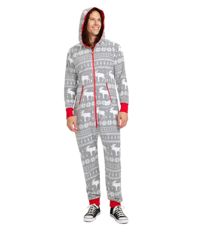 Men's Grey Moose Jumpsuit sold by Tipsy Elves