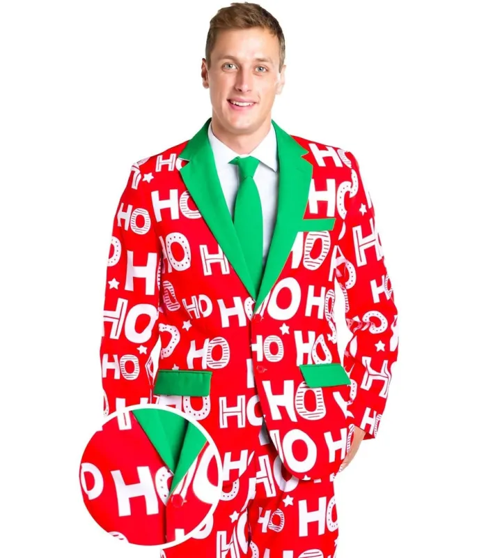 Men's Ho Ho Holla Blazer with Tie sold by Tipsy Elves