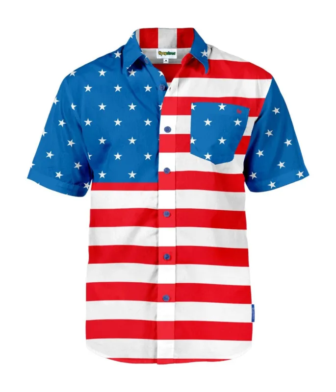 Men's American Flag Button Down Shirt sold by Tipsy Elves