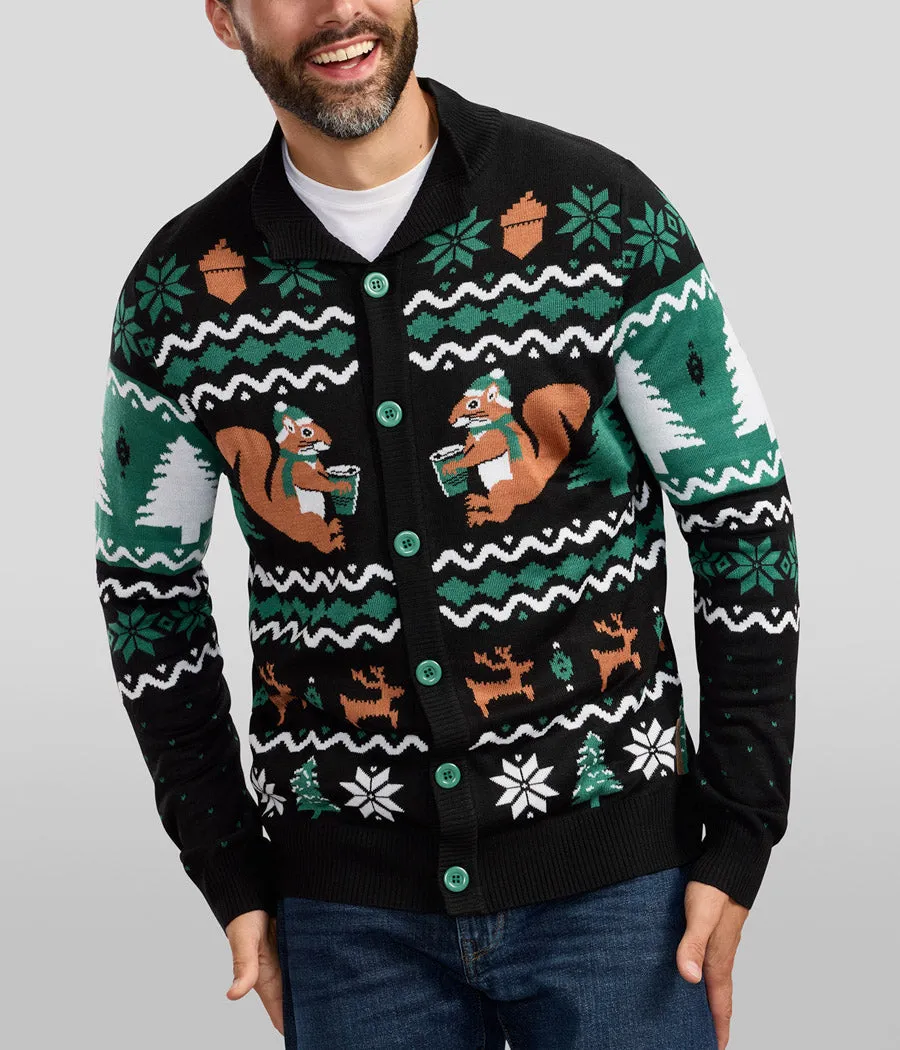 Men's Nutty Noel Ugly Christmas Cardigan Sweater sold by Tipsy Elves product image thumbnail 2